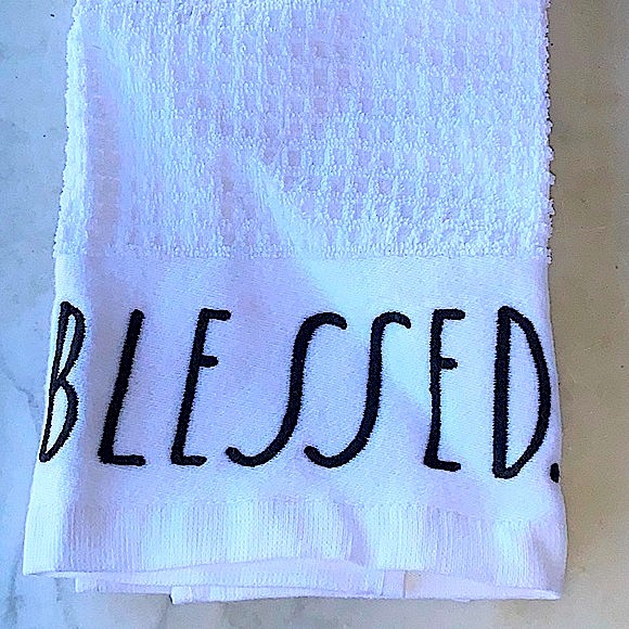 RAE DUNN KITCHEN TOWELS BLESSED GRATEFUL SET/2 NEW - Picture 3 of 7